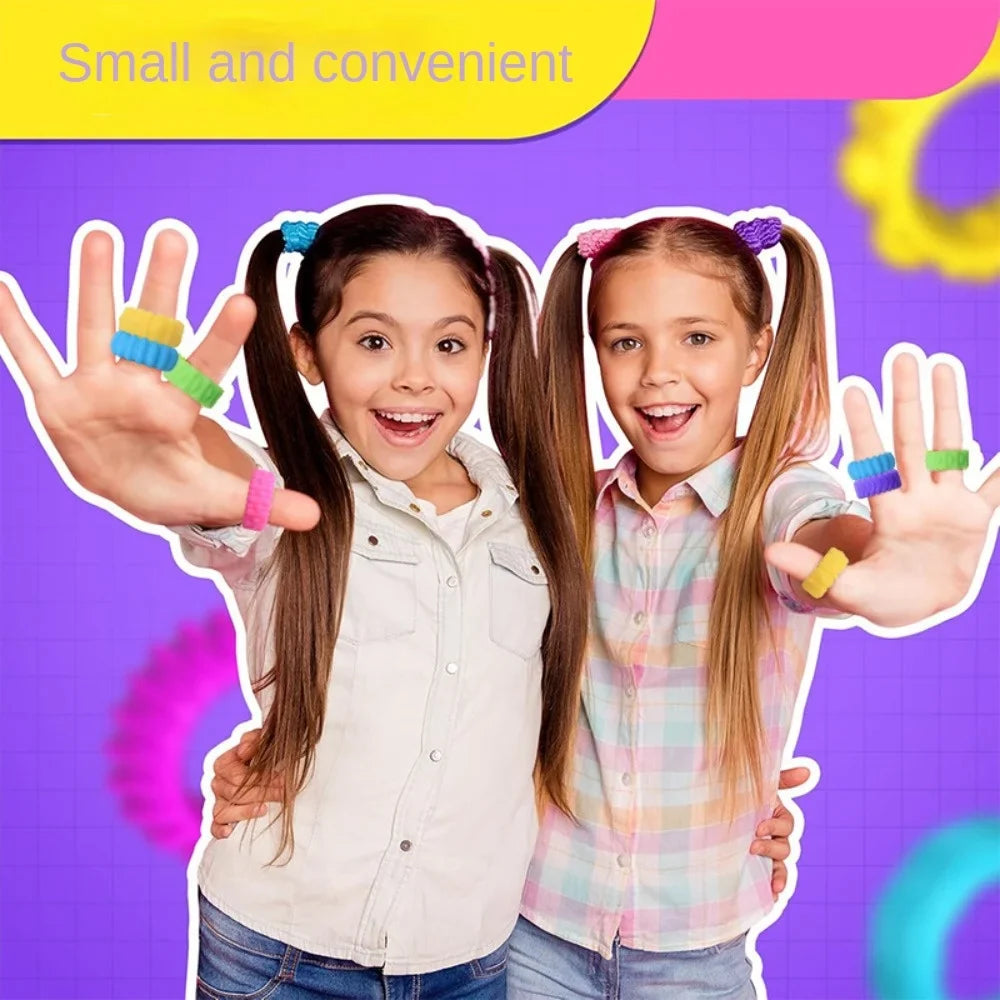 6pcs Silicone Fidget Rings - Durable Stress Relief Sensory Toys for Kids & Anxiety Reduction