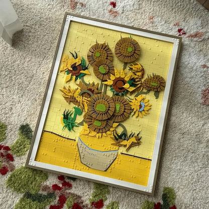 Sunflowers 3D Art Mural Building Blocks Set – Compatible with LEGO, Ideal Christmas Gift 31215