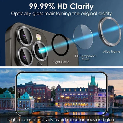 3PCS Metal Camera Lens Protector - Tempered Glass Cover for iPhone 11 12 13 14 15 Pro Max & Plus