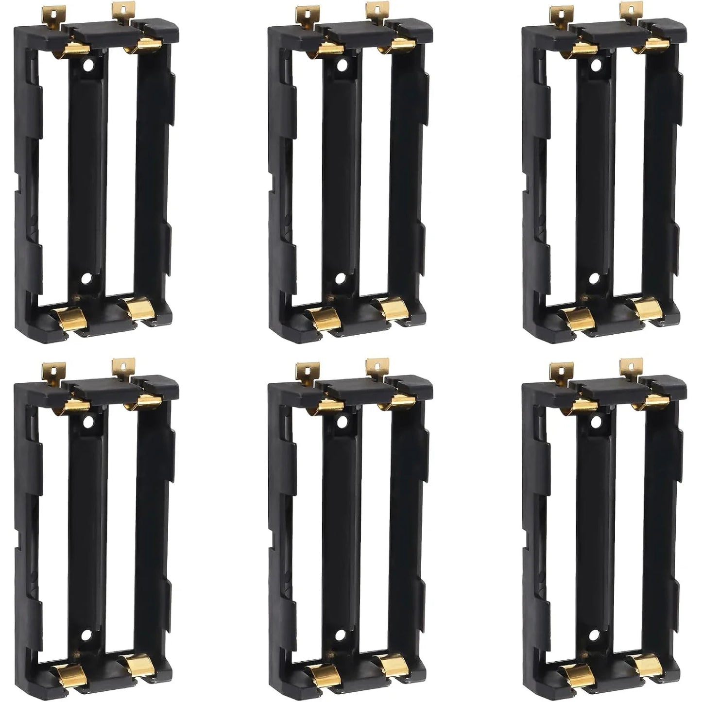 6PCS 18650 Battery Holder - 2-Slot Li-Ion Battery Clip Case with Copper Contacts Storage Box