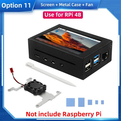 Raspberry Pi 3.5" Touch Screen LCD Display - 480×320 TFT with Optional Case & Cooling Fan for Pi 4B/3B+/3B