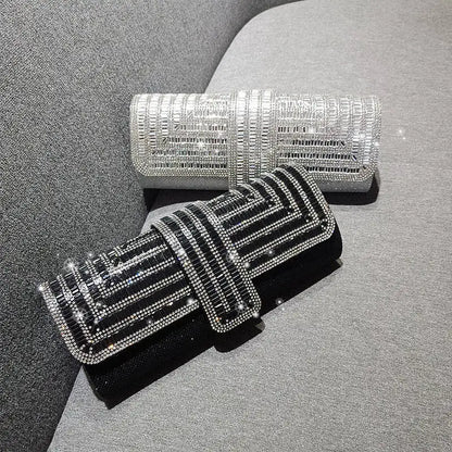 Crystal Diamond Evening Clutch Bag – Elegant Wedding Party Handbag with Chain Strap
