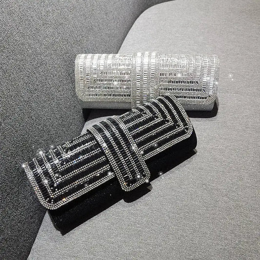 Crystal Diamond Evening Clutch Bag – Elegant Wedding Party Handbag with Chain Strap