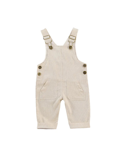 Baby Suspender Jumpsuit - Unisex Solid Color Button Overalls for 0-24 Months Toddler Boys & Girls