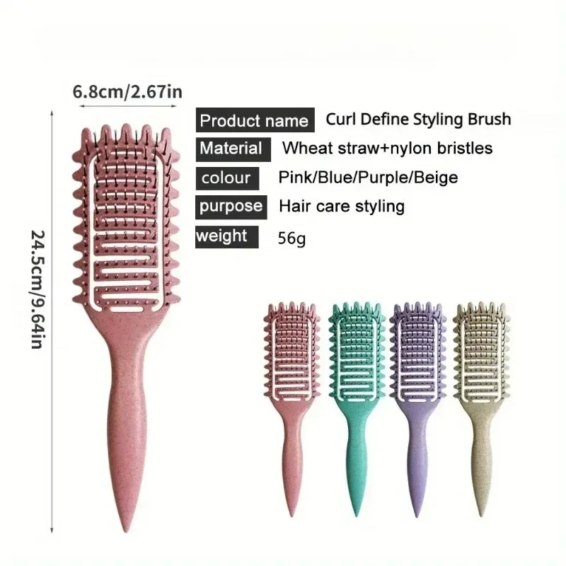 Curl Define Styling Brush - Hollow Detangling Hair Comb for Wet & Curly Hair Shaping