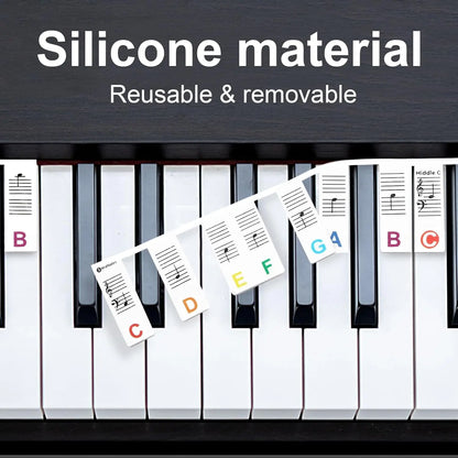 Miwayer Piano Keyboard Stickers - Removable 61/88 Key Note Labels for Beginner Piano Learning Guide