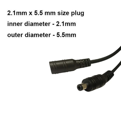 DC Extension Cable - 2.1mm x 5.5mm Female to Male Power Cord Adapter for LED Lights, CCTV & Electronic Devices