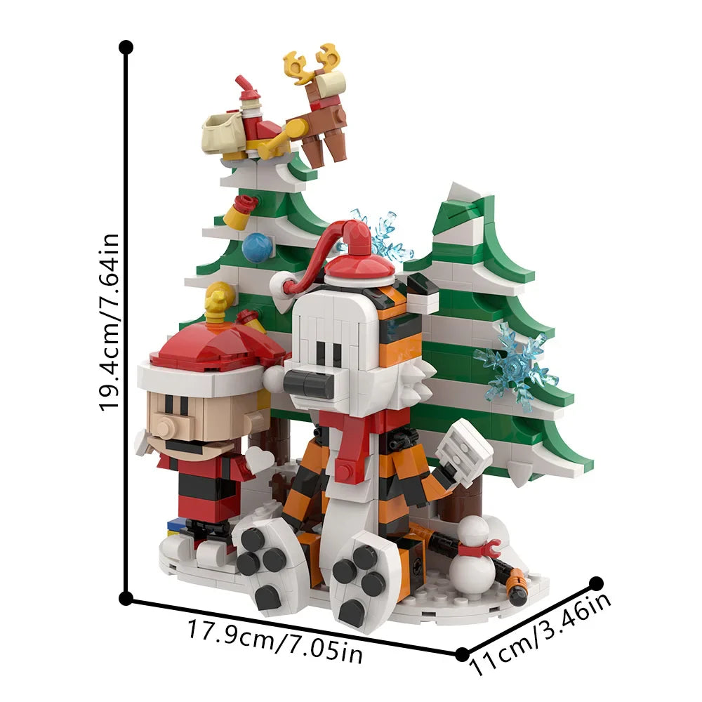 Gobricks MOC Calvin and Hobbes Building Block Set – Classic Comic Cartoon Tiger Model Toy Gift for Kids