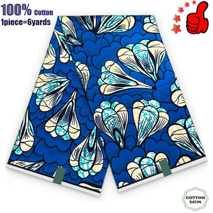 African Real Wax Print Fabric - 100% Cotton Ghana Nigeria Style Ankara Batik Sewing Material