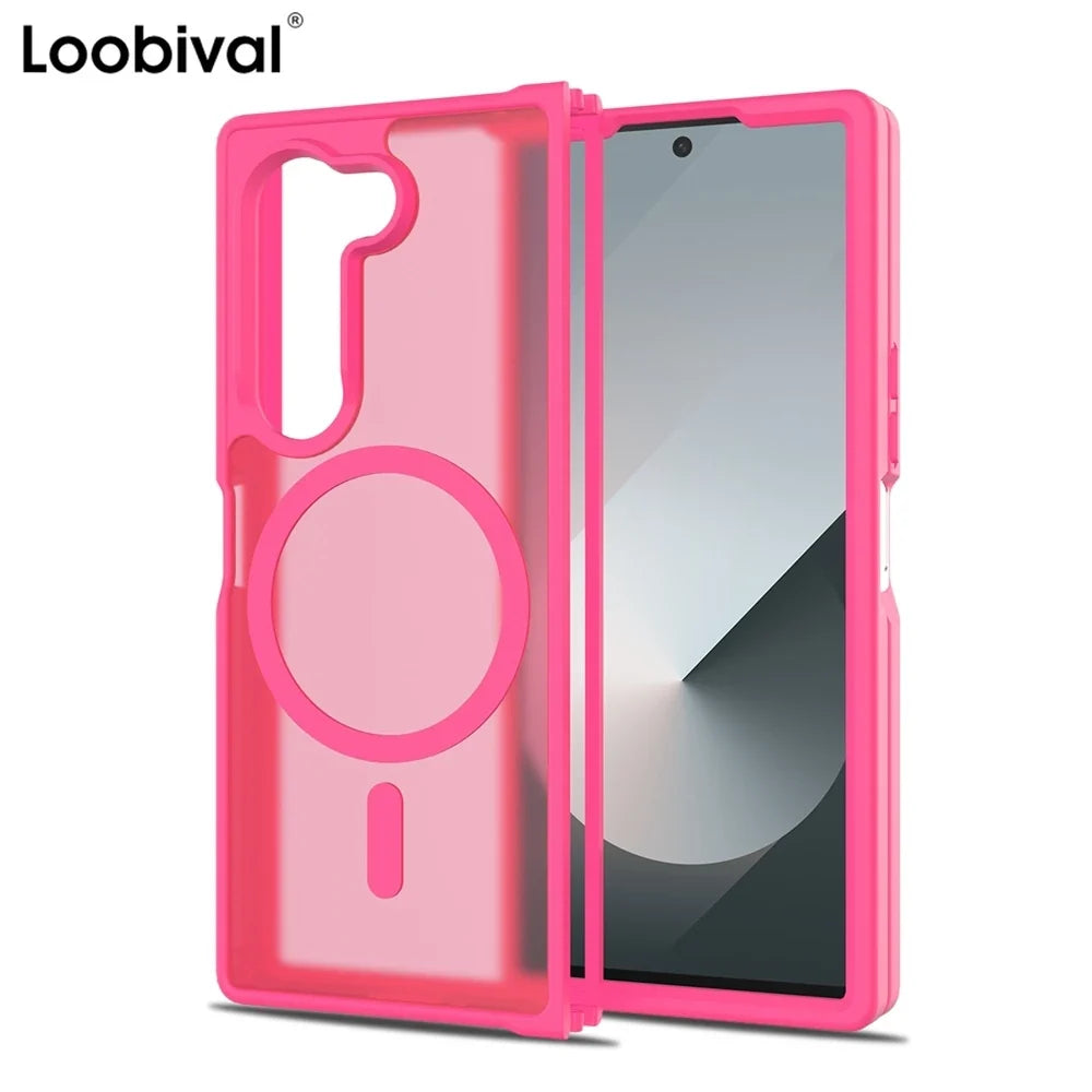 Z Fold7 Luxury Wireless Charging Case - Candy Color Translucent Magnetic Shockproof Cover for Samsung Galaxy Z Fold 7 & Fold 6