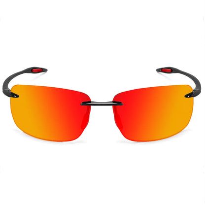 JULI The Matrix Classic Sports Rimless Sunglasses for Men - Orange Rectangle Ultralight Frame, UV400 Protection Driving Eyewear (MJ8009)