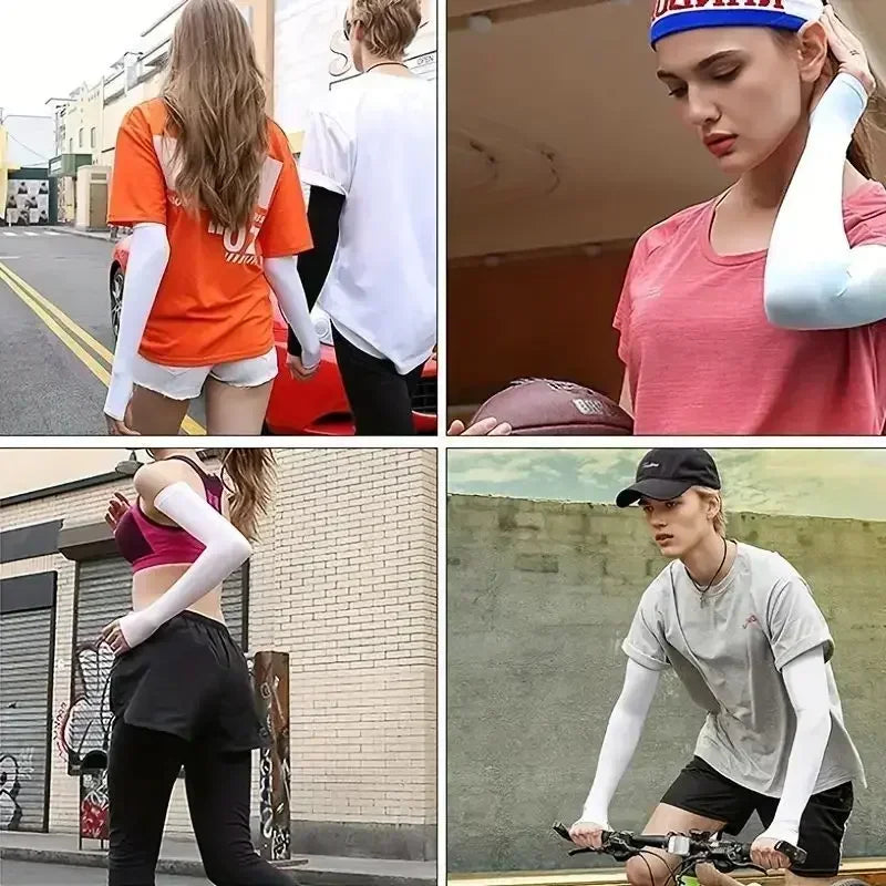 Cooling Arm Sleeves - Ice Silk UV Sun Protection Covers for Cycling, Golf & Outdoor Sports