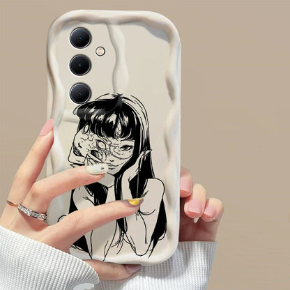 Junji Ito Horror Comics 3D Wave Phone Case for Samsung Galaxy A73 / A72 / A71 / A55 / A54 / A53 / A35 / A34 / A33 / A25 / A24 / A23 / A15 / A14 / A13 / A05 / A04 / A03 – Shockproof 4G/5G Protective Cover Anime Design
