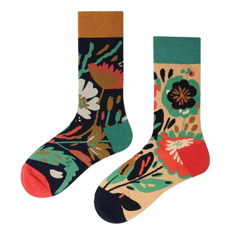 WY_New Asymmetrical Couples Mandarin Ducks Cotton Socks – Fashion Sports Colorful Medium & High Sleeve Unisex Crew Socks, Trendy Couple Gift Socks