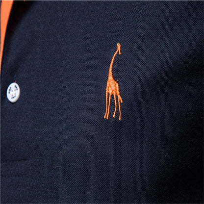 Men's Giraffe Embroidered Polo Shirt - Short Sleeve Casual Business Summer Top