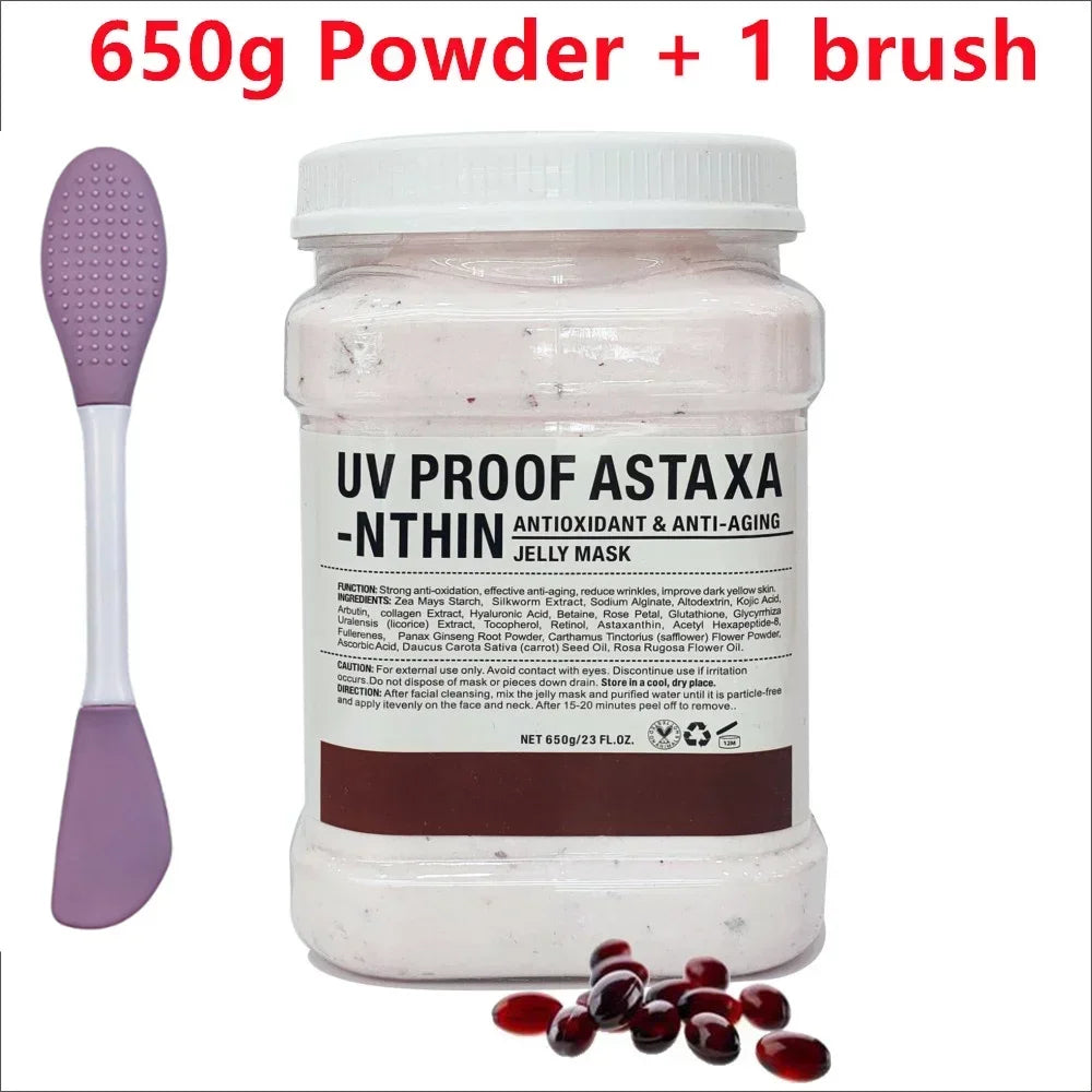 650g Chamomile Hyaluronic Acid Facial Moisturizing Mask Powder with Silicone Brush, Rose Jelly Mask for Skin Elasticity