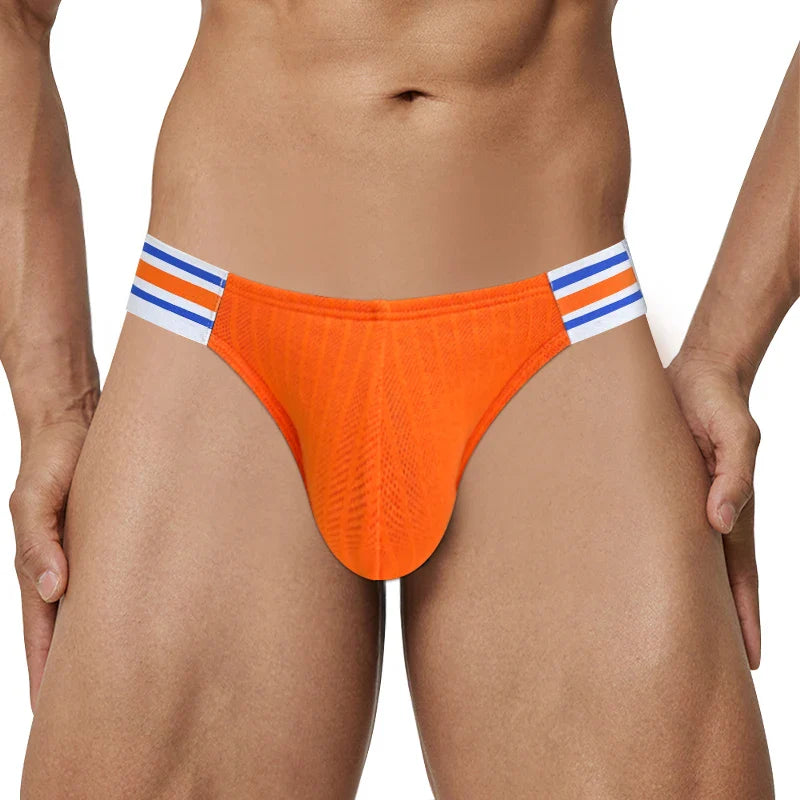 Men’s Breathable Brief Underwear 1/2/3/4PCS – High Fork Triangle Design with Striped Elastic Waistband Comfort Fit
