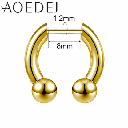 AOEDEJ 16G Stainless Steel Plug-In Style Nose Ring – Spike Ox Horn Septum Ring for Men & Women Large Gauge Body Piercing (8–10mm) Single Piece
