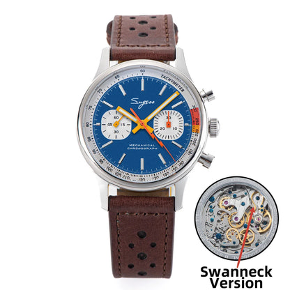 Sugess Pilot Men’s Chronograph Watch — Original ST1901 Mechanical Movement, Sapphire Crystal, Waterproof Racing Strap