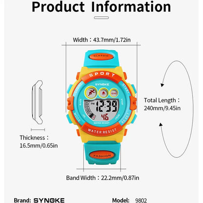 SYNOKE Kids Sport Watch - Colorful Waterproof Digital Electronic Watch for Boys and Girls