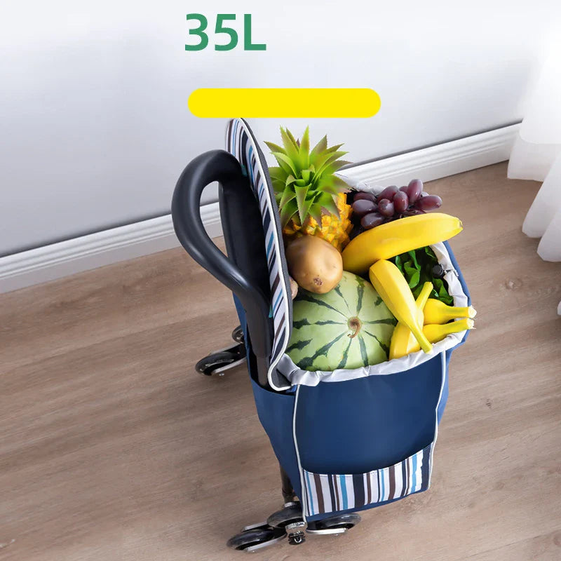 Lightweight Folding Grocery Shopping Trolley – Hand-Pull Cart for Household & Outdoor Travel