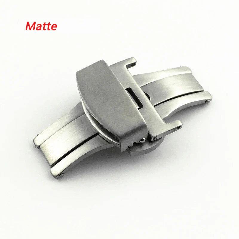 Stainless Steel Butterfly Buckle – Polished & Matte Watch Band Clasp for 16mm, 18mm, 20mm, 22mm Straps