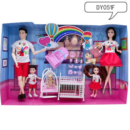 Doll Accessories Family Set – Baby, Pregnant Mom & Father Dolls for Christmas & Birthday Toy Gifts, No Color Box