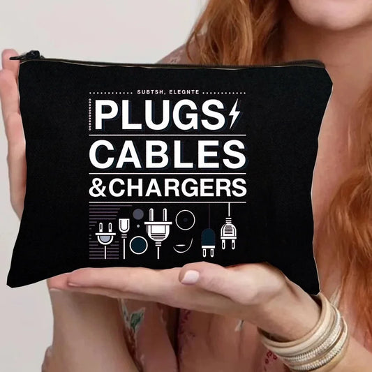 Cute Cable & Charger Organizer Pouch - Zipper Storage Bag for Makeup, Cosmetics, Tech Accessories, and Travel