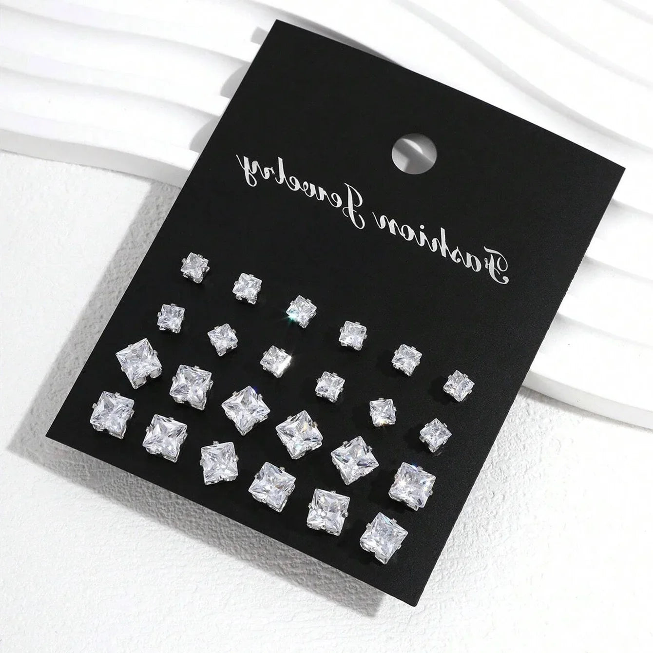 12 Pairs Luxury Zirconia Earrings – Elegant Shiny Stud Set for Parties, Gifts, and Couples