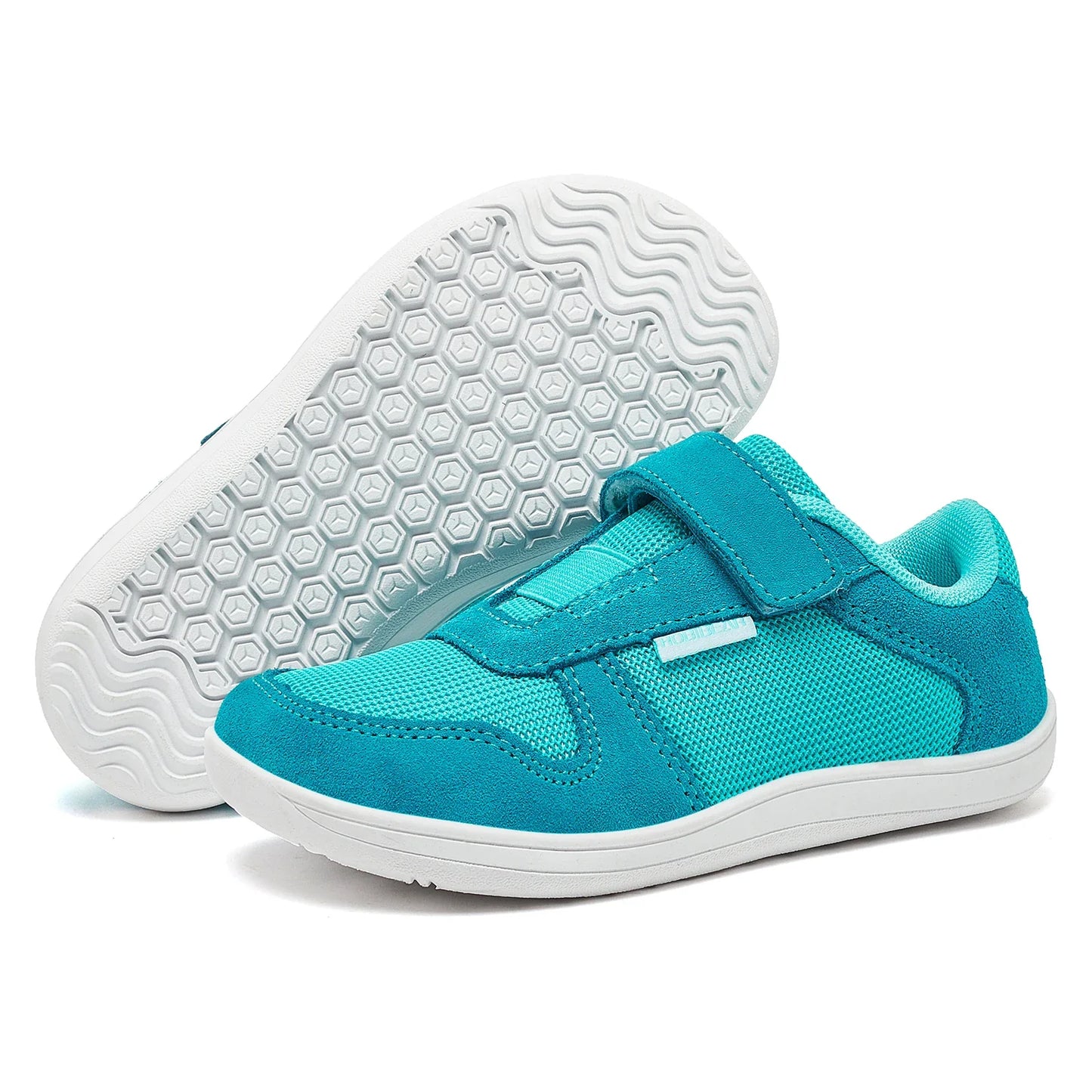 HOBIBEAR Kids Wide Toe Barefoot Shoes – Minimalist Hook & Loop Sneakers, Lightweight Artificial Leather Mesh for Little & Big Kids