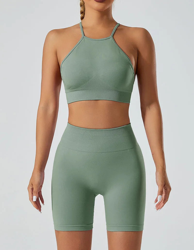 Women’s Shockproof Fitness Sports Bra – Push-Up Crop Top for Gym, Yoga & Workout