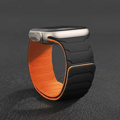 Silicone Magnetic Strap for Apple Watch - Adjustable Band for 49mm/46mm/45mm/44mm/42mm/41mm/40mm Series Ultra, SE & More