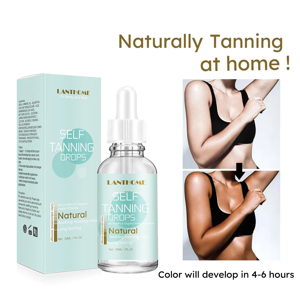 30ml Self-Tanning Drops — Natural-Looking Sunless Body Tanner Lotion for Skin Care