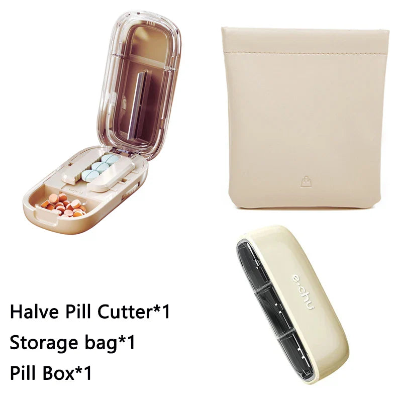 Newest Quartering Pill Cutter & Storage Box – Portable Dustproof Medicine Divider Organizer & Crusher