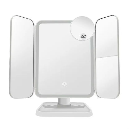 Trifold LED Makeup Mirror – Smart Light-Up Dressing Mirror with Adjustable Fill Light for Beauty & Dorm Use