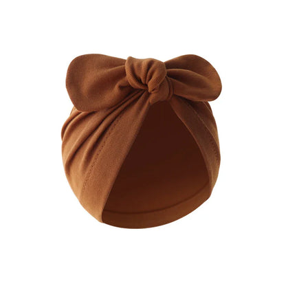 Cute Bunny Ears Baby Turban Hat – Solid Color Soft Cotton Beanie for Infant Girls & Boys, Toddler Bonnet Headwrap