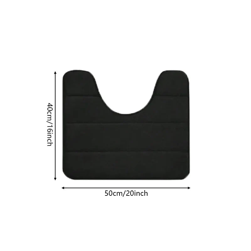 Soft Non-Slip Quick-Dry Bathroom U-Mat - Pure Color Stripe Absorbent Toilet & Shower Carpet