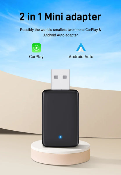 2025 Wireless CarPlay & Android Auto Adapter | 2-in-1 Smart Mini Box with WIFI & Bluetooth for Toyota, Volvo, Benz, MG, Kia, Mazda, Ford