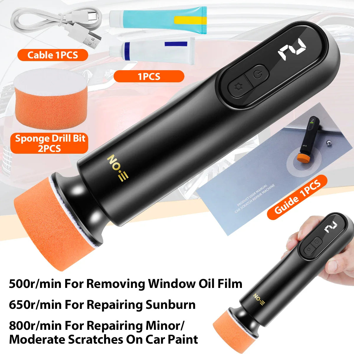 Handheld Wireless Car Polisher | Polishing & Waxing Machine Power Tool for Car Body Cleaning & Repair