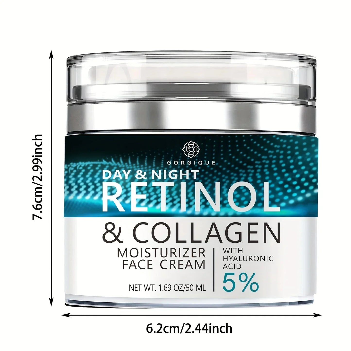 Gorgique Retinol Face Moisturizer - Day & Night Anti-Aging Hydrating Cream for Skin Firming Care