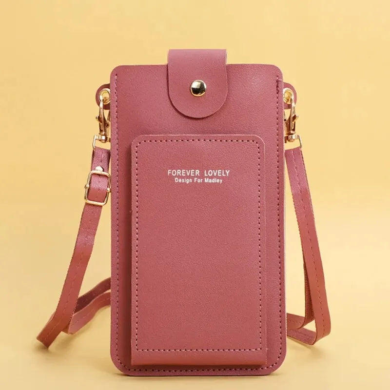 Women's Soft Leather Wallet Crossbody Bag – Touch Screen Phone Purse with Shoulder Strap
