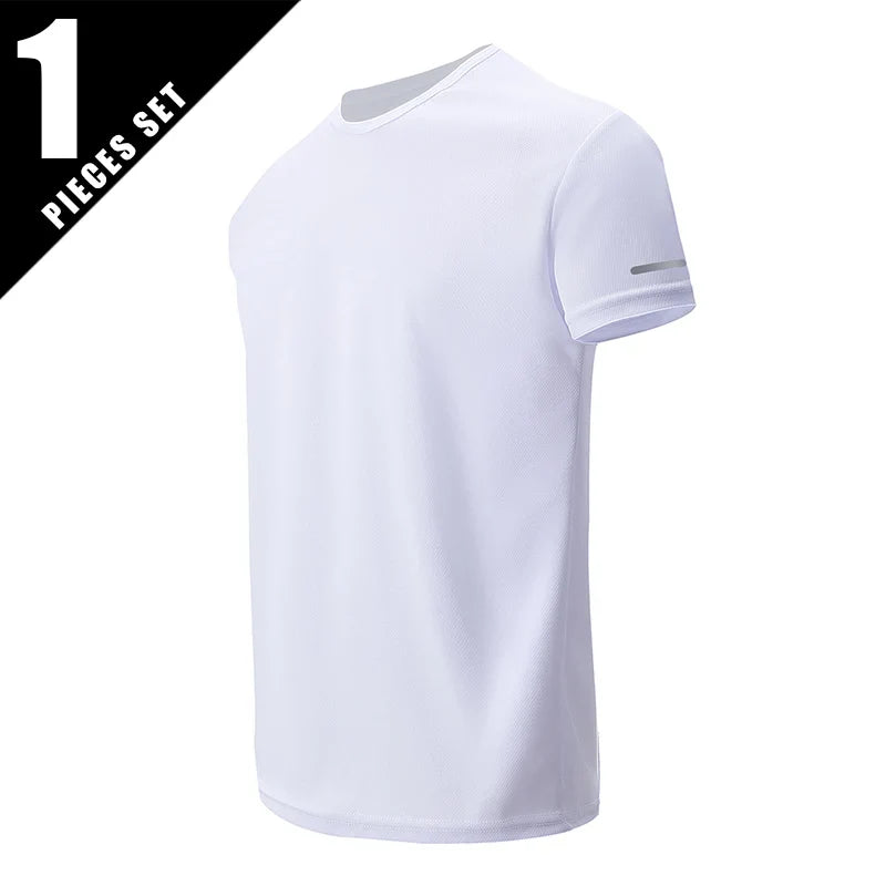 Men’s Summer Quick Dry T-Shirt - Solid Color Short Sleeve Sports Shirt for Running & Casual Wear