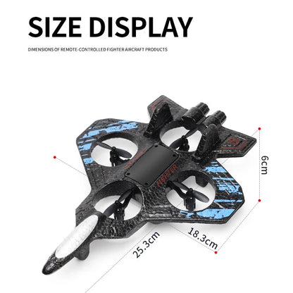 RC Fighter Jet Toy - 2.4G Remote Control Flying Stunt Airplane with Lights for Kids