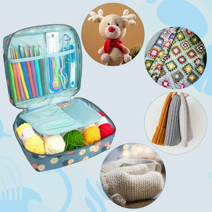 Knitting Crochet Hook Set - DIY Sewing Craft Tools with Bag, Ergonomic Handles & Blunt Needles