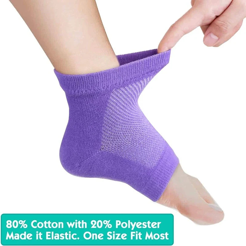 Silicone Heel Socks Foot Care - Moisturizing Gel Heel Protectors for Cracked Dry Feet, Pain Relief & Plantar Support