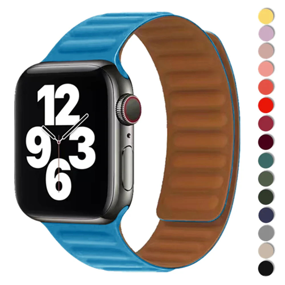 Magnetic Silicone Link Bracelet for Apple Watch Ultra | Fits 38mm-49mm | Compatible with iWatch Series 3-8 and SE