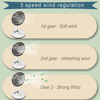 Portable Folding Fan - 6000mAh Rechargeable USB Remote Control Silent Floor Standing Fan