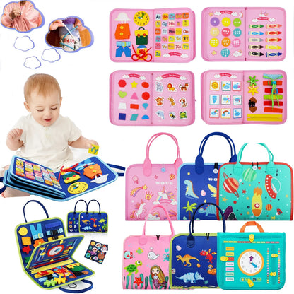 Montessori Toddler Busy Board – Educational Activity for Dress Motor Skills, Baby Learning Toy for Travel