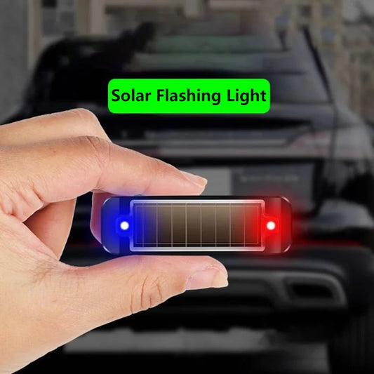 Mini LED Solar Car Warning Light - Wireless Flashing Security Dummy Alarm Lamp for Night Anti-Theft Protection