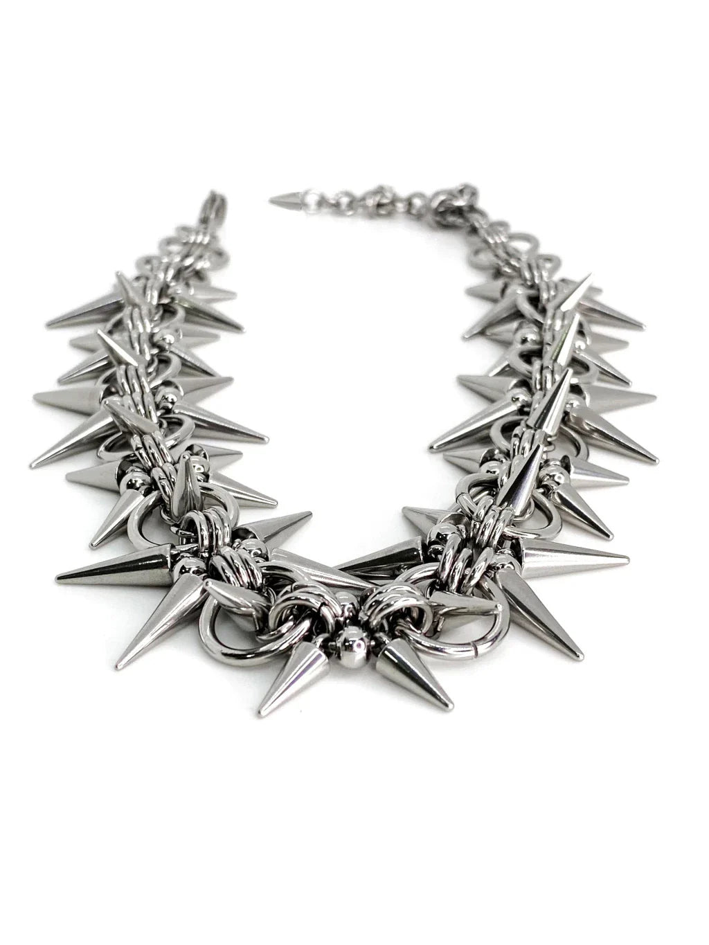 Punk Grunge Rivet Chain Earrings & Geometric Necklace – Handmade Goth Hip Hop Jewelry